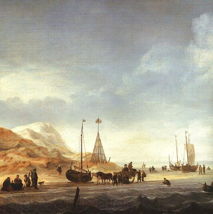 Simon de Vlieger A Beach with Shipping Offshore Germany oil painting art